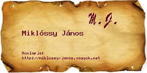 Miklóssy János névjegykártya