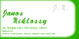 janos miklossy business card