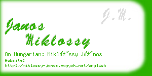 janos miklossy business card
